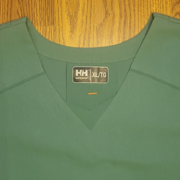 Helly Hansen Workwear Scrub Top Green XL Zipper Pockets Medical Uniform B11 - Picture 2 of 5